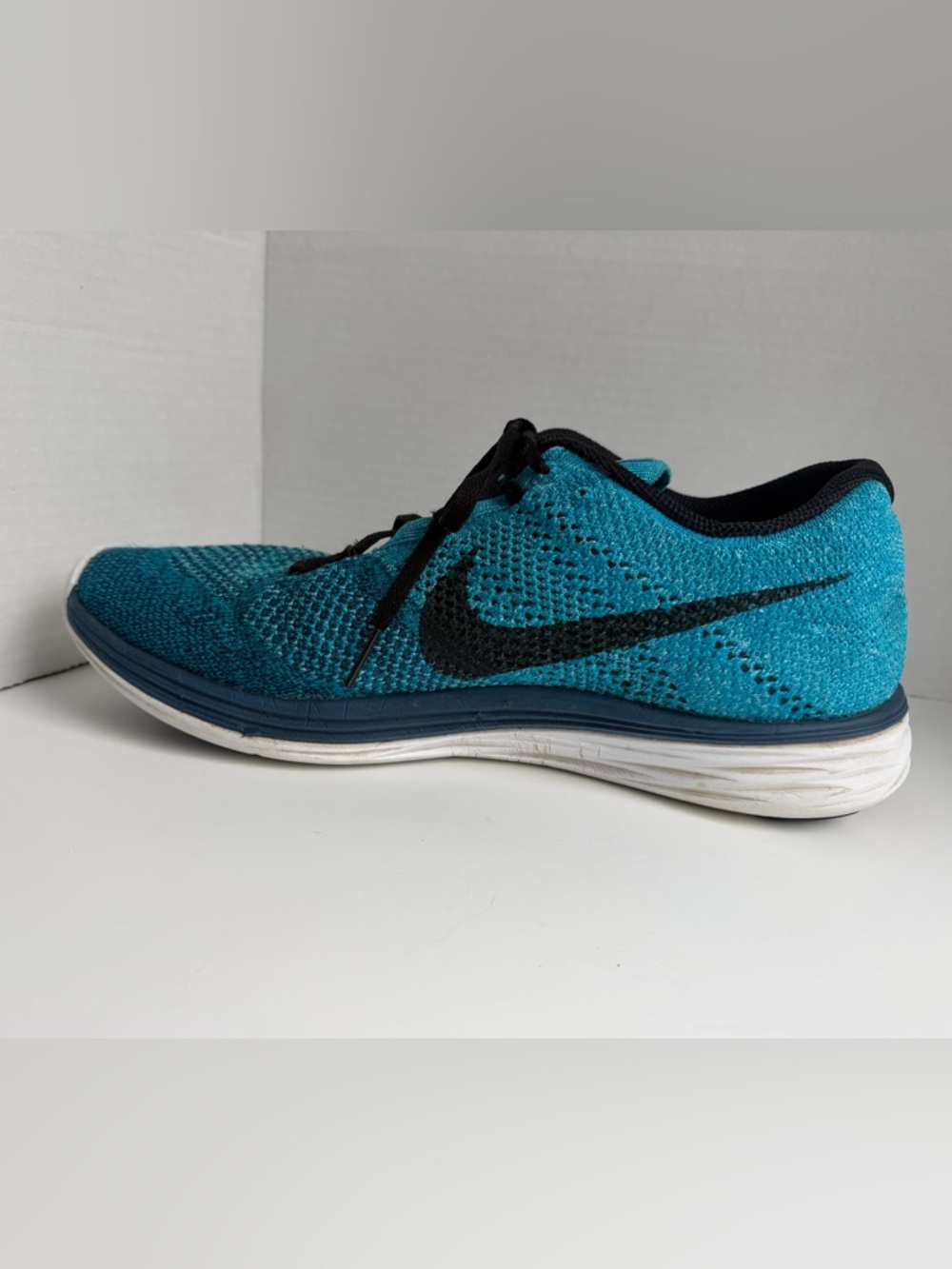 Nike Flyknit Lunar 3 698181-401 Blue White Running Shoes Lace Up Mens Size 12 - Picture 7 of 16